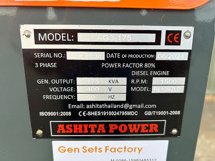 Ashita AG3-175 3 Phase 175kva Diesel Generator - Gallery image 24